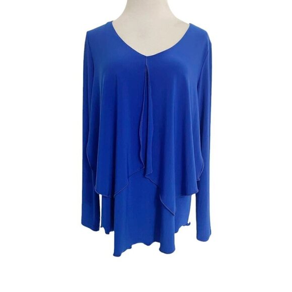 Joseph Ribkoff Size 6  Top Blouse Tiered Blue Long Sleeve - Picture 1 of 5